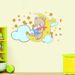 Παιδικό Αυτοκόλλητο Τοίχου - Αρκουδάκι στα σύννεφα 08